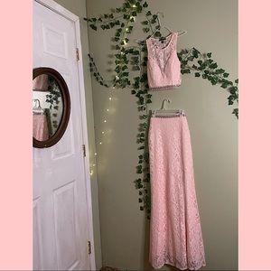 Size 7 Two Piece Pink Prom Dress